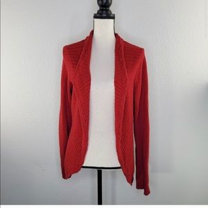 Knitted & Knotted Open Front Sweater Red Size L
